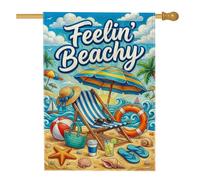 Drapeau de maison de plage, parasol tropical d'été en toile de jute bleue double face pour porche, extérieur, pelouse, cour, patio, entrée, 71,1 x 101,6 cm