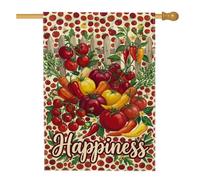 Drapeau de maison de tomates, récolte de carottes rustiques, poivrons rouges, double face, en toile de jute pour extérieur, cour, pelouse, terrasse, porte, entrée, 71,1 x 101,6 cm