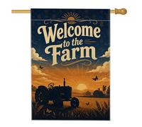 Drapeau de maison de tracteur, ferme rustique soleil papillon automne orange double face en toile de jute avant porche décoratif pour extérieur, terrasse, pelouse, entrée, camping 71,1 x 101,6 cm