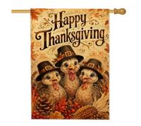 Drapeau de maison de Turquie, citrouilles d'automne rustiques, pommes de pin, Thanksgiving, toile de jute marron double face, grand drapeau extérieur pour extérieur, terrasse, pelouse, entrée, camping