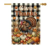 Drapeau de maison de Turquie, rustique de ferme, citrouilles, feuilles de Thanksgiving, orange, toile de jute double face, drapeaux décoratifs pour extérieur, terrasse, pelouse, entrée, camping, 71,1