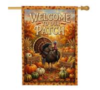 Drapeau de maison de Turquie, saisonnier festif citrouilles récolte automne orange toile de jute double face extérieur grand drapeau de jardin pour extérieur, pelouse, cour, patio, entrée 71,1 x 101,6