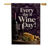 Drapeau de maison de vin, vin rustique, raisin, fromage, violet, double face, en toile de jute décorative pour extérieur, pelouse, cour, patio, entrée, 71 x 101,6 cm