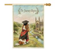 Drapeau de maison d'épagneul Cavalier King Charles 71,1 x 101,6 cm pour extérieur, drapeau vertical standard de campagne en lin, drapeau de maison, drapeau de chien pour cour arrière décoration