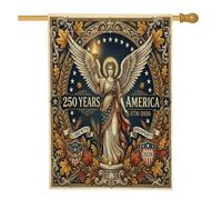Drapeau de maison des anges, torche vintage patriotique avec étoiles en toile de jute dorée double face pour extérieur, pelouse, cour, patio, entrée 71,1 x 101,6 cm