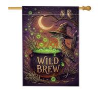 Drapeau de maison d'Halloween avec citation d'oiseau du désert sorcier, 71