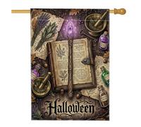Drapeau de maison d'Halloween sur le thème de la sorcellerie Grimoire