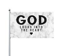Drapeau de maison Dieu regarde dans le cœur, drapeau de 3x5 pieds sur un seul côté à l'extérieur, bannières anti-décoloration aux couleurs vives, décoration extérieure de cour
