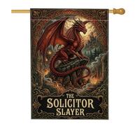 Drapeau de maison dragon, château gothique fantastique, feu, toile de jute rouge, double face, grand drapeau extérieur pour extérieur, pelouse, cour, patio, entrée 71,1 x 101,6 cm