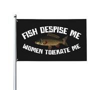 Drapeau de maison drôle de poisson me méprise, les femmes me tolèrent, drapeau de 3 x 5 pieds sur un seul côté à l'extérieur, bannières anti-décoloration aux couleurs vives, décoration extérieure de
