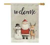 Drapeau de maison du Père Noël, bonhomme de neige, renne de Noël, toile de jute rouge, double face, drapeaux décoratifs pour extérieur, cour, pelouse, patio, porte, entrée, 71,1 x 101,6 cm