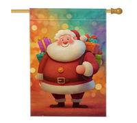 Drapeau de maison du Père Noël, cadeaux festifs de Noël, halo rouge double face en toile de jute pour extérieur, pelouse, cour, terrasse, entrée, 71,1 x 101,6 cm