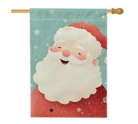 Drapeau de maison du Père Noël, chapeau fantaisie de flocons de neige de Noël rouge double face en toile de jute décorative pour extérieur, pelouse, cour, patio, entrée 71,1 x 101,6 cm