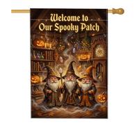 Drapeau de maison effrayant avec citation d'Halloween 71,1 x 101,6 cm | Magiciens, drapeau de pelouse, jack-o-lanternes, potions magiques, thème fantastique, décoration de jardin d'automne