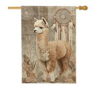 Drapeau de maison en alpaga, bohème rustique, attrape-rêves, sans toile de jute beige, double face, grand drapeau de jardin pour extérieur, terrasse, pelouse, entrée, camping, 71 x 101,6 cm