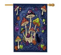 Drapeau de maison en champignons, potions de chat colorées fantaisies d'Halloween en toile de jute double face pour porche, extérieur, terrasse, cour, pelouse, entrée, balcon, 71,1 x 101,6 cm