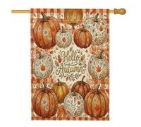 Drapeau de maison en citrouille, feuille rustique, fleur, automne, orange, toile de jute double face pour porche, extérieur, pelouse, cour, patio, entrée, 71,1 x 101,6 cm