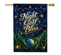 Drapeau de maison en forme de balle de golf, lucioles fantaisistes pour l'été, bleu foncé, double face en toile de jute pour extérieur, cour, pelouse, terrasse, porte, entrée, 71,1 x 101,6 cm