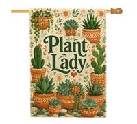 Drapeau de maison en forme de cactus, botanique rustique et succulente, en toile de jute verte printanière, double face, pour extérieur, terrasse, pelouse, entrée, camping, 71,1 x 101,6 cm