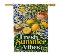 Drapeau de maison en forme de citron, fleur d'olivier rustique d'été jaune d'été en toile de jute double face pour extérieur, terrasse, cour, pelouse, entrée, balcon, 71 x 101,6 cm