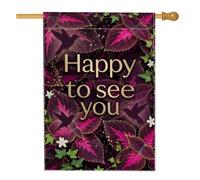 Drapeau de maison en forme de colibri, feuilles botaniques inspirées de la nature, fleurs printanières, violettes, double face, décoration extérieure, porche, extérieur, terrasse, pelouse, entrée