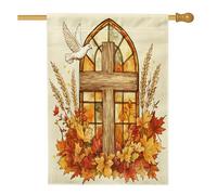 Drapeau de maison en forme de colombes d'automne 71,1 x 101,6 cm pour l'extérieur, aquarelle feuille d'érable d'automne standard en lin, drapeau vertical pour la maison, Thanksgiving, devant la cour