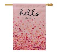 Drapeau de maison en forme de cœurs, Valentine romantique pêche rouge pêche Saint-Valentin double face en toile de jute avant porche drapeaux décoratifs pour extérieur, pelouse, cour, patio, entrée