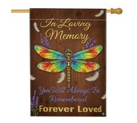 Drapeau de maison en forme de libellule, plumes de lavande, arc-en-ciel, double face, en toile de jute pour porche, extérieur, cour, pelouse, patio, porte, entrée, 71,1 x 101,6 cm