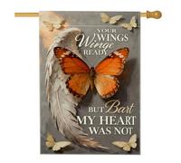 Drapeau de maison en forme de papillon, ailes de nature inspirantes sans plumes orange double face en toile de jute décorative pour extérieur, terrasse, cour, pelouse, entrée, balcon, 71,1 x 101,6 cm