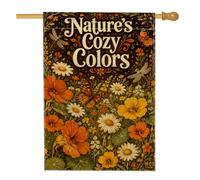 Drapeau de maison en forme de papillon, botanique vintage fleur libellule printemps orange double face en toile de jute pour extérieur, cour, pelouse, terrasse, porte, entrée, 71,1 x 101,6 cm