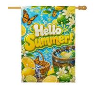 Drapeau de maison en forme de papillon - Jaune citron vert - Double face - Décoration extérieure - Pour extérieur, terrasse, pelouse, entrée, camping - 71,1 x 101,6 cm