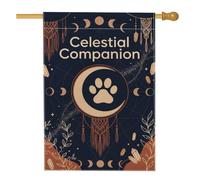 Drapeau de maison en forme de patte - Cristaux de lune de Bohème céleste - Sans toile de jute - Double face - Décoration extérieure - Pour extérieur, terrasse, pelouse, entrée, camping - 71,1 x 101,6
