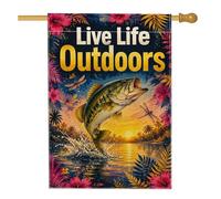 Drapeau de maison en forme de poisson, fleurs tropicales libellules bleu d'été double face en toile de jute pour porche, extérieur, terrasse, pelouse, entrée, camping, 71,1 x 101,6 cm