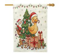 Drapeau de maison en lin pour sapin de Noël, Père Noël, canard, 71,1 x 101,6 cm, double face pour décoration extérieure, boîte cadeau de Noël d'hiver, drapeau de maison, vacances, extérieur, petit