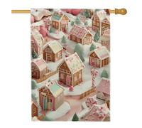 Drapeau de maison en pain d'épices, sapin de Noël fantaisie, arbre de Noël, pêche double face, toile de jute pour extérieur, terrasse, cour, pelouse, entrée, balcon, 71 x 101 cm