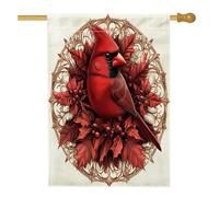 Drapeau de maison en poinsettia Merry Christmas 71,1 x 101,6 cm double face pour décoration extérieure, drapeau de Noël amusant en toile cardinal pour la maison, les vacances, le Nouvel An, drapeau de