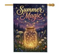 Drapeau de maison en pot, fleurs magiques d'été en toile de jute double face pour extérieur, terrasse, pelouse, entrée, camping 71 x 101,6 cm