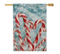 Drapeau de maison en sucre d'orge, flocon de neige festif de Noël, fond d'hiver, rouge, double face, toile de jute pour extérieur, terrasse, cour, pelouse, entrée, balcon, 71,1 x 101,6 cm