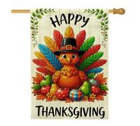 Drapeau de maison en Turquie, feuilles festives de Thanksgiving, pommes, Thanksgiving, orange, toile de jute double face pour extérieur, pelouse, cour, terrasse, entrée, 71,1 x 101,6 cm