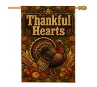 Drapeau de maison en Turquie, motif citrouilles rustiques, maïs, Thanksgiving, toile de jute marron double face pour extérieur, terrasse, cour, pelouse, entrée, balcon, 71,1 x 101,6 cm