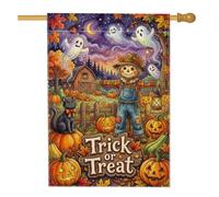 Drapeau de maison épouvantail citrouilles Halloween 71 x 101 cm