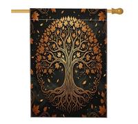 Drapeau de maison esthétique arbre de vie d'automne 71 x 101,6 cm double face pour décoration extérieure, érable d'automne vintage des années 70, drapeau de maison en toile pour Thanksgiving, motif
