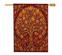 Drapeau de maison esthétique arbre de vie d'automne 71 x 101,6 cm double face pour décoration extérieure, drapeau baroque vintage des années 70 en toile pour la maison, Thanksgiving, extérieur