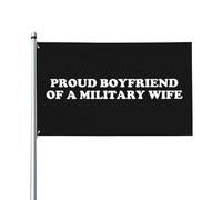 Drapeau de maison fier petit ami d'une femme militaire 0,9 x 1,5 m - Bannière extérieure vibrante sur un seul côté pour la décoration de cour, résiste à la décoloration