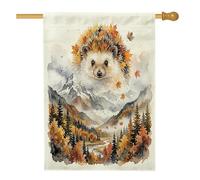 Drapeau de maison hérisson d'automne 71 x 101,6 cm double face pour décoration extérieure, chasse d'automne, nature, faune sauvage, drapeau, maison, forêt, extérieur, petit drapeau de pelouse