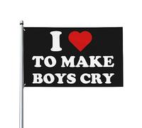 Drapeau de maison I Love To Make Boys Cry, drapeau de 3x5 pieds sur un seul côté à l'extérieur, bannières anti-décoloration aux couleurs vives, décoration extérieure de cour