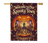 Drapeau de maison Jack-O'-Lantern avec citation effrayante Halloween 71 x