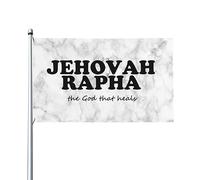 Drapeau de maison Jéhovah Rapha le Dieu qui guérit, drapeau de 3 x 5 pieds sur un seul côté à l'extérieur, bannières anti-décoloration aux couleurs vives, décoration extérieure de cour