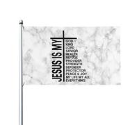 Drapeau de maison Jésus est mon tout, drapeau de 3 x 5 pieds sur un seul côté à l'extérieur, bannières anti-décoloration aux couleurs vives, décoration extérieure de cour