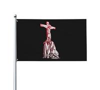 Drapeau de maison Jésus est mort sur la croix, drapeau de 3x5 pieds, simple face à l'extérieur, bannières anti-décoloration aux couleurs vives, décoration extérieure de cour